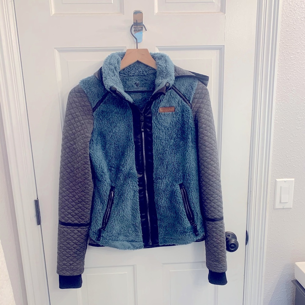 Obermyer fleece with quilted sleeves/leather